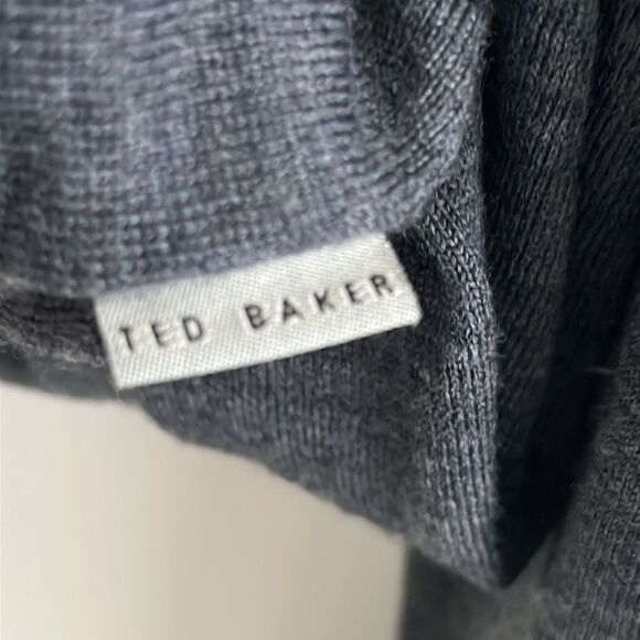 Ted Baker Batatak 100% Merino Wool Slim Fit Gray Sweater V-neck sz 6 Fits L - Picture 6 of 8